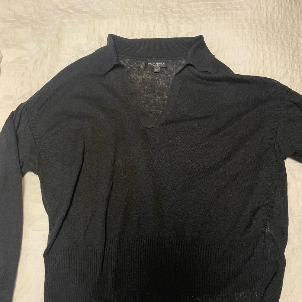 Banana Republic Linen Drop Shoulder Polo